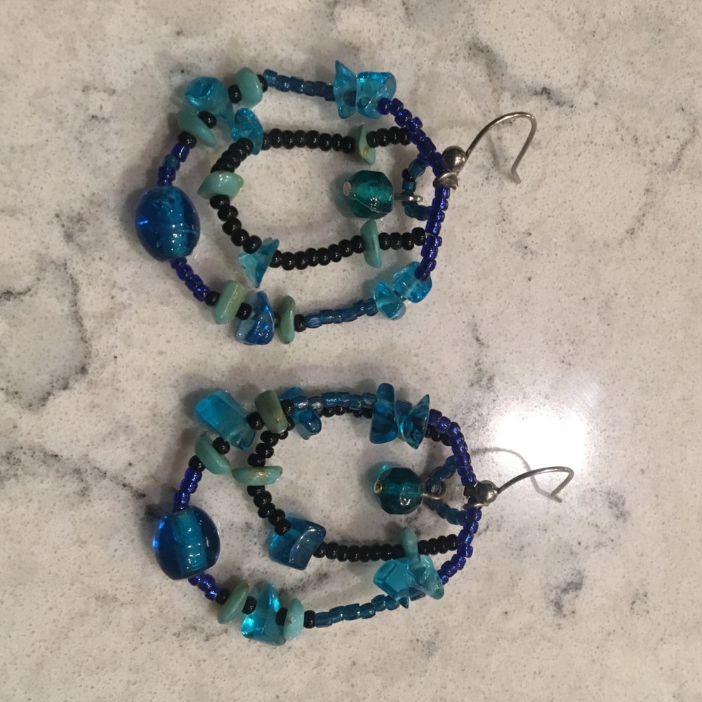 Blue beaded earrings
